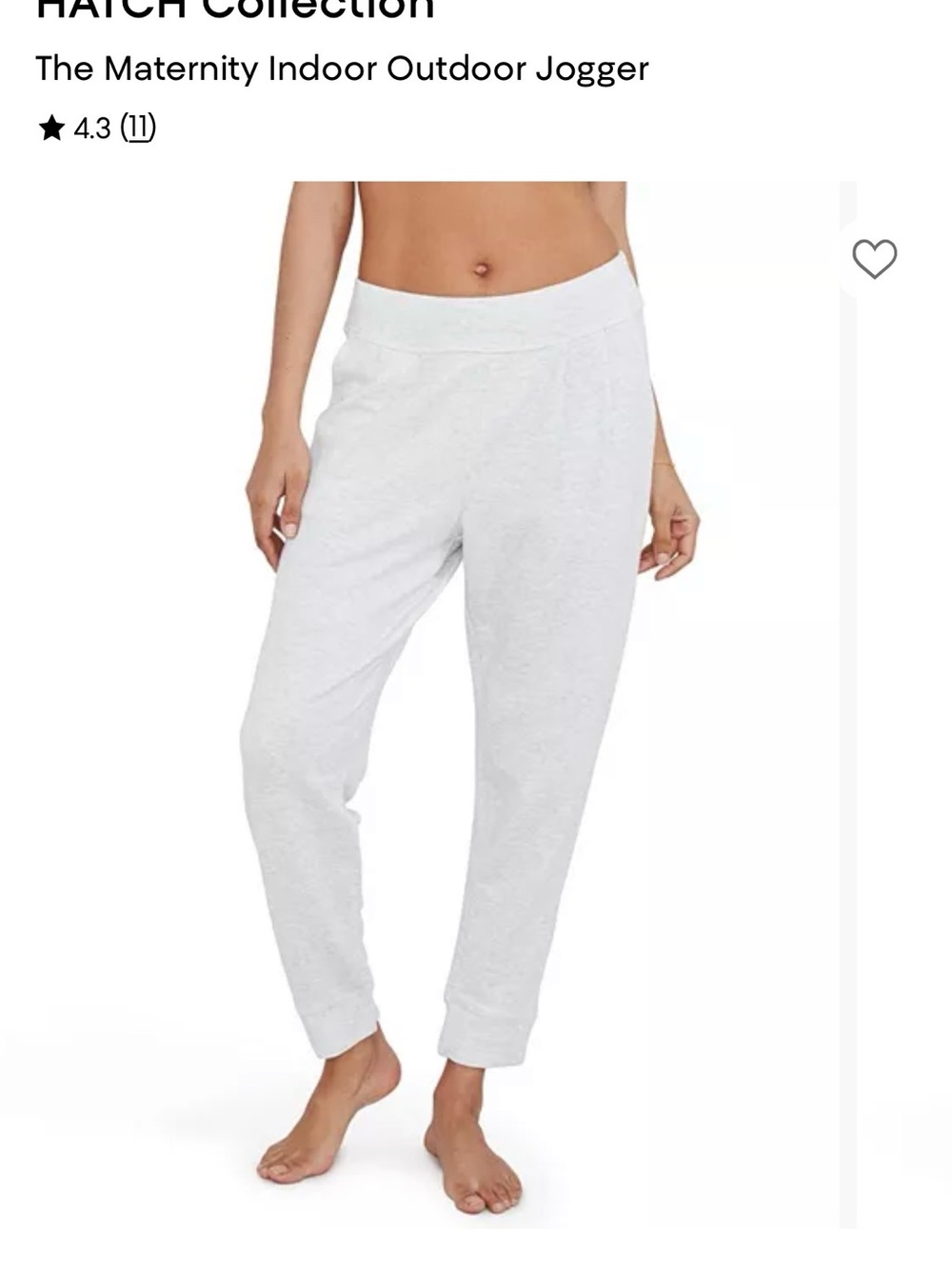 HATCH Maternity Indoor Outdoor Jogger - Light Heather Gray size 1 (small)